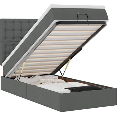 vidaXL Ottomane Bett mit Matratze & LEDs Dunkelgrau 80x200 cm Stoff vidaXL Ottomane Bett mit Matratze & LEDs Dunkelgrau 80x200 cm Stoff