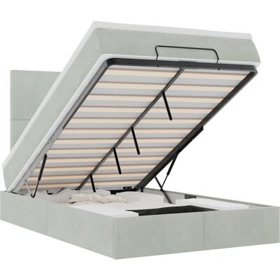 vidaXL Ottoman-Bett mit Matratzen & LEDs Hellgrau 90x190 cm Samt Grau vidaXL Ottoman-Bett mit Matratzen & LEDs Hellgrau 90x190 cm Samt Grau