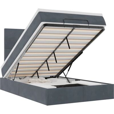 VidaXL Bett - Stauraum, Samtiger Support, LED-Lichter VidaXL Bett - Stauraum, Samtiger Support, LED-Lichter