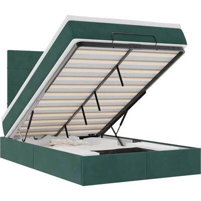 vidaXL Dunkelgrünes Samtstoffbett mit LED & Stauraum vidaXL Dunkelgrünes Samtstoffbett mit LED & Stauraum