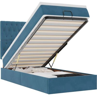 VidaXL Dunkelblau Samtbettenbett mit Stauraum & LED-Lichtern - Bett VidaXL Dunkelblau Samtbettenbett mit Stauraum & LED-Lichtern - Bett