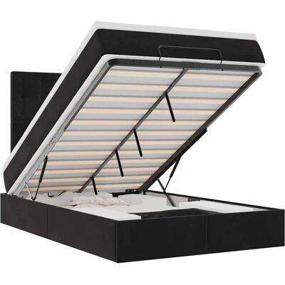 VidaXL Bett - Schwarzer Samt- Ottomane mit Stauraum VidaXL Bett - Schwarzer Samt- Ottomane mit Stauraum