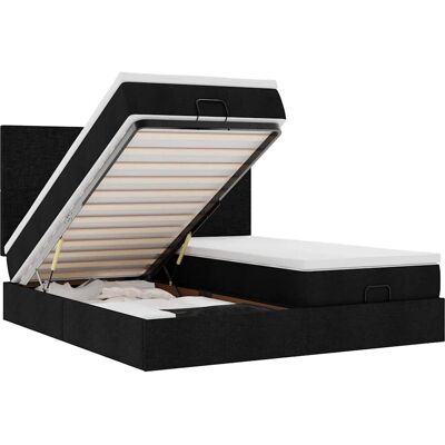 vidaXL Ottoman-Bett mit Matratzen & LEDs Schwarz 160x200 cm vidaXL Ottoman-Bett mit Matratzen & LEDs Schwarz 160x200 cm
