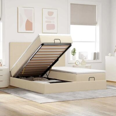 Vidaxl Bett mit Stauraum und Matratze - 180x200 - Creme Stoff Vidaxl Bett mit Stauraum und Matratze - 180x200 - Creme Stoff