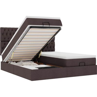 vidaXL Ottoman-Bett mit Matratzen & LEDs Dunkelbraun vidaXL Ottoman-Bett mit Matratzen & LEDs Dunkelbraun