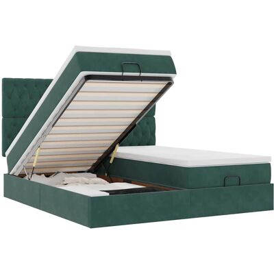 vidaXL Modell 3314600 Dunkelgrünes Samt Ottoman-Bett - Bett vidaXL Modell 3314600 Dunkelgrünes Samt Ottoman-Bett - Bett