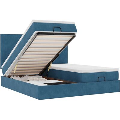 vidaXL Dunkelblaues Ottoman-Bett - Support & Stauraum vidaXL Dunkelblaues Ottoman-Bett - Support & Stauraum