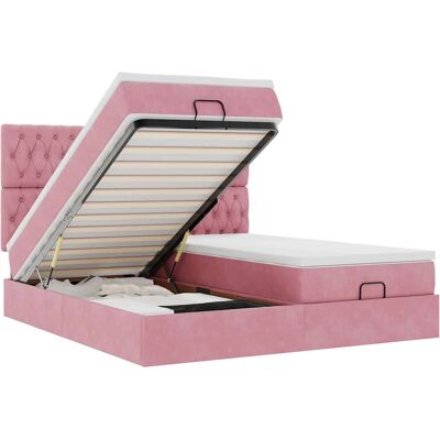vidaXL Pinkes Ottoman-Bett mit Stauraum & LEDs vidaXL Pinkes Ottoman-Bett mit Stauraum & LEDs