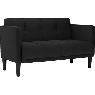 vidaXL Zweisitzer-Sofa - Schwarz Stoff - 111 cm - Sofa vidaXL Zweisitzer-Sofa - Schwarz Stoff - 111 cm - Sofa
