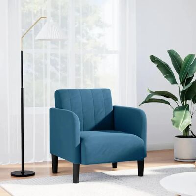 Canapé vidaXL Bleu 54cm Velours Cadre de Soutien - Publicité Canapé vidaXL Bleu 54cm Velours Cadre de Soutien - Publicité