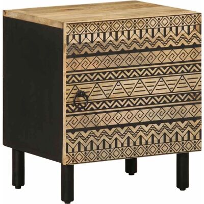 vidaXL Nachttisch Schwarz Mango - Nachttisch Nachttisch Bettseite Schwarz Massiv Raues Holz vidaXL Nachttisch Schwarz Mango - Nachttisch Nachttisch Bettseite Schwarz Massiv Raues Holz