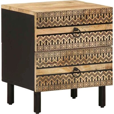 vidaXL Nachttisch Schwarz 40x33,5x46 cm Raues Mangoholz - Nachttisch vidaXL Nachttisch Schwarz 40x33,5x46 cm Raues Mangoholz - Nachttisch