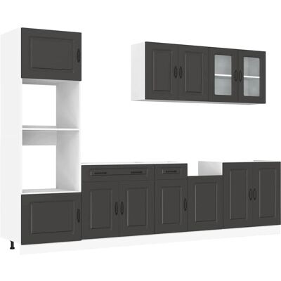 VidaXL Schwarzes 7-teiliges Küchenschrank-Set - Stauraumlösung VidaXL Schwarzes 7-teiliges Küchenschrank-Set - Stauraumlösung