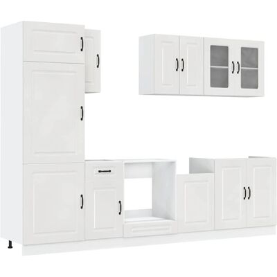 vidaXL 8-tlg. Küchenunterschrank-Set Kalmar Hochglanz Weiß - Küchenschränke vidaXL 8-tlg. Küchenunterschrank-Set Kalmar Hochglanz Weiß - Küchenschränke