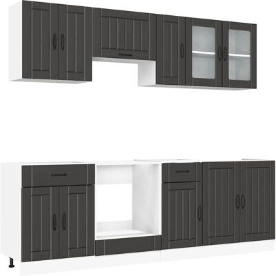 vidaXL Kalmar Schwarzes 8-tlg. Küchenschrank-Set - Küchenmöbel vidaXL Kalmar Schwarzes 8-tlg. Küchenschrank-Set - Küchenmöbel
