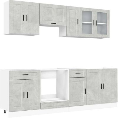vidaXL 8-teiliges Küchenschrank-Set Grau - Küchenschränke vidaXL 8-teiliges Küchenschrank-Set Grau - Küchenschränke