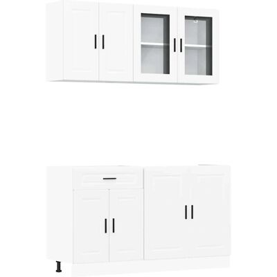 vidaXL Kalmar Wit 4-delige Keukenkast Set - Keukenopslag vidaXL Kalmar Wit 4-delige Keukenkast Set - Keukenopslag
