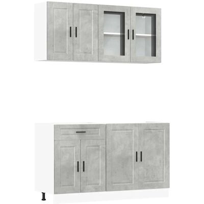 vidaXL Kalmar 4-delige Keukenkastenset Grijs Beton - Keukenkasten vidaXL Kalmar 4-delige Keukenkastenset Grijs Beton - Keukenkasten