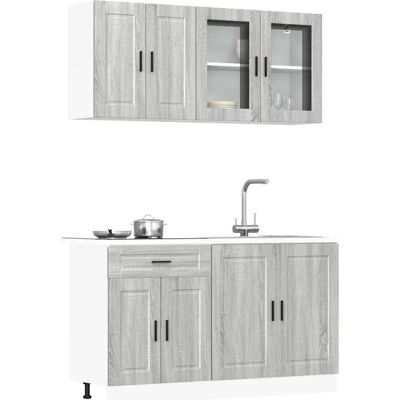 vidaXL keittiökaappisetti Kalmar Grey Sonoma 4-osainen puu vidaXL keittiökaappisetti Kalmar Grey Sonoma 4-osainen puu