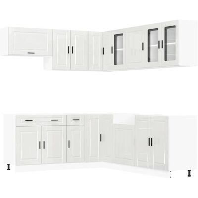 vidaXL 11 Piece Kitchen Cabinet Set Porto Smoked Oak - Kitchen Cabinet Set vidaXL 11 Piece Kitchen Cabinet Set Porto Smoked Oak - Kitchen Cabinet Set