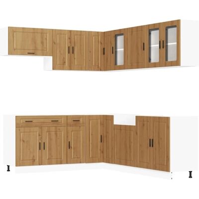 vidaXL 11-teiliges Küchenschrank-Set Porto Räuchereiche - Küchenmöbel vidaXL 11-teiliges Küchenschrank-Set Porto Räuchereiche - Küchenmöbel