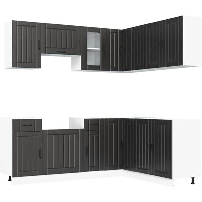 vidaXL Kalmar Zwart 11-delig Keukenkastenset - Keukenkasten vidaXL Kalmar Zwart 11-delig Keukenkastenset - Keukenkasten