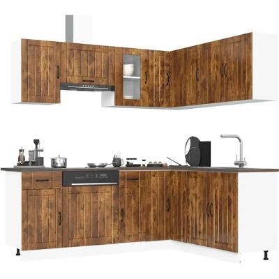 vidaXL Kalmar Rauch Eiche 11-teiliges Küchenschrank-Set - Küchenmöbel vidaXL Kalmar Rauch Eiche 11-teiliges Küchenschrank-Set - Küchenmöbel