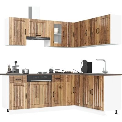 vidaXL Kalmar 11-teiliges Küchenmöbel-Set in Alt-Holz-Optik vidaXL Kalmar 11-teiliges Küchenmöbel-Set in Alt-Holz-Optik