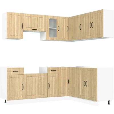 vidaXL eikenhouten keukenblokset - 11-delig - Hoge kast vidaXL eikenhouten keukenblokset - 11-delig - Hoge kast
