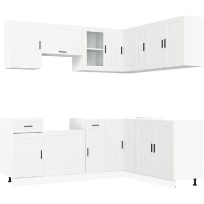 vidaXL Porto White 11-Piece Kitchen Cabinet Set - Kitchen Cabinets vidaXL Porto White 11-Piece Kitchen Cabinet Set - Kitchen Cabinets