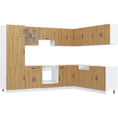 vidaXL Kalmar Artisan Eiche 14-tlg. Küchenschrank-Set - Küchenart vidaXL Kalmar Artisan Eiche 14-tlg. Küchenschrank-Set - Küchenart