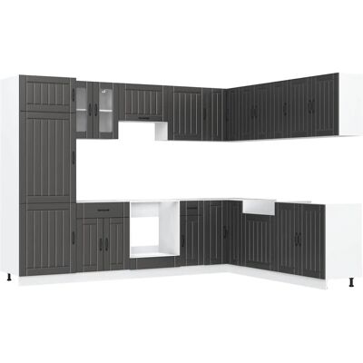 vidaXL Zwart Lucca Keukenkast Set 14-delig - Keukenkasten vidaXL Zwart Lucca Keukenkast Set 14-delig - Keukenkasten