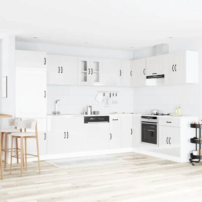 Ensemble de placards sous évier vidaXL en blanc brillant - Publicité Ensemble de placards sous évier vidaXL en blanc brillant - Publicité