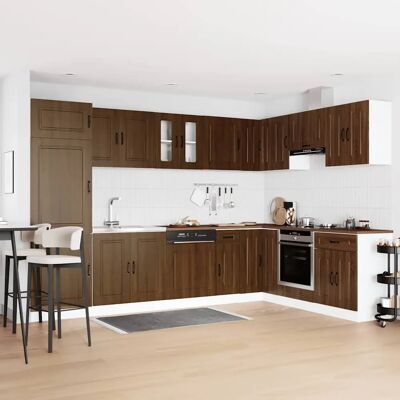 Ensemble de Meubles de Cuisine vidaXL - Marron - Rangement Moderne - Publicité Ensemble de Meubles de Cuisine vidaXL - Marron - Rangement Moderne - Publicité