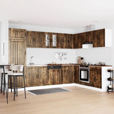 vidaXL Set aus 2 Rauchige Eiche Holzwerkstoff Küchen-Unterbau - Küchen-Unterschrank vidaXL Set aus 2 Rauchige Eiche Holzwerkstoff Küchen-Unterbau - Küchen-Unterschrank