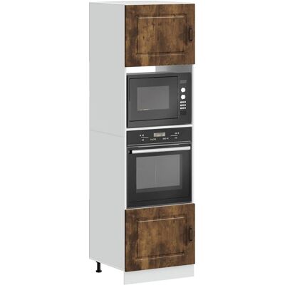 vidaXL Armarios para horno 2 uds Lucca roble ahumado madera ingeniería - Oven Cabinets vidaXL Armarios para horno 2 uds Lucca roble ahumado madera ingeniería - Oven Cabinets