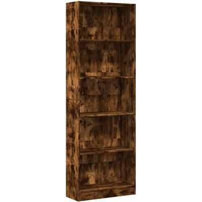vidaXL Bookcase Smoked Oak 80x24x176 cm - Living Room Storage vidaXL Bookcase Smoked Oak 80x24x176 cm - Living Room Storage