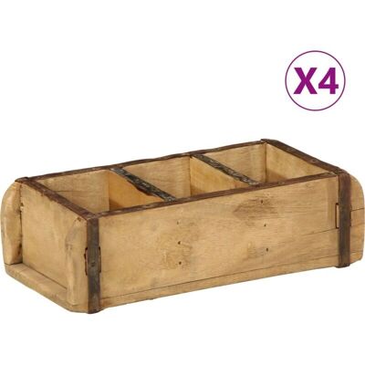 vidaXL Tabletts 4 Stück 30x14x9 cm Massivholz Recycling Braun Klein vidaXL Tabletts 4 Stück 30x14x9 cm Massivholz Recycling Braun Klein
