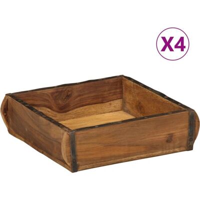 vidaXL Plateaux 4 pièces Bois massif recyclé Marron 29x31x10cm - Publicité vidaXL Plateaux 4 pièces Bois massif recyclé Marron 29x31x10cm - Publicité