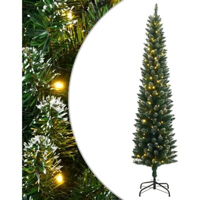 vidaXL 150 cm Schlanker Künstlicher Weihnachtsbaum mit Ständer & Beleuchtung vidaXL 150 cm Schlanker Künstlicher Weihnachtsbaum mit Ständer & Beleuchtung