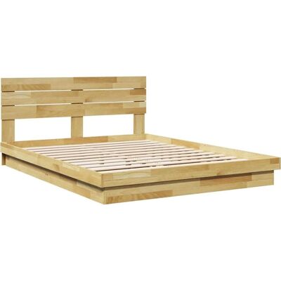 vidaXL Massief eikenhouten bedframe met hoofdbord 150x200 cm vidaXL Massief eikenhouten bedframe met hoofdbord 150x200 cm
