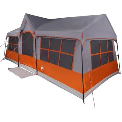 Tente de camping grise et orange vidaXL - Imperméable, protection UV - 622x295x238 cm - Publicité Tente de camping grise et orange vidaXL - Imperméable, protection UV - 622x295x238 cm - Publicité
