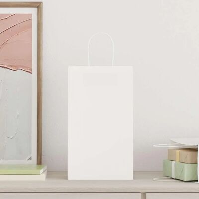 vidaXL Paper Carrier Bags - 50 pcs, White, 21x11x36 cm vidaXL Paper Carrier Bags - 50 pcs, White, 21x11x36 cm