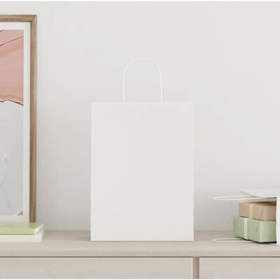 vidaXL Witte Kraftpapier Tassen - 50 stuks, Handvatten, 26x12x35 cm vidaXL Witte Kraftpapier Tassen - 50 stuks, Handvatten, 26x12x35 cm