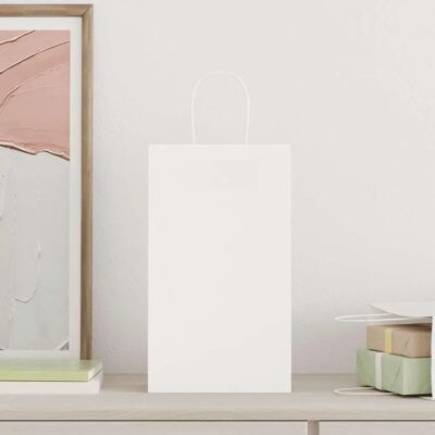 vidaXL Paper Carrier Bags 250 pcs. White 21x11x36 cm - Paper Carrier Bags vidaXL Paper Carrier Bags 250 pcs. White 21x11x36 cm - Paper Carrier Bags