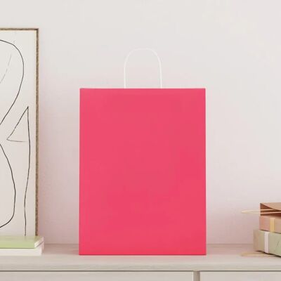 vidaXL Papieren draagtasjes roze 50 stuks - Papieren tassen met handvatten vidaXL Papieren draagtasjes roze 50 stuks - Papieren tassen met handvatten
