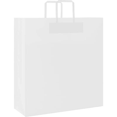 vidaXL Papierzakken 250 stuks met handvatten Wit - Papieren zakken vidaXL Papierzakken 250 stuks met handvatten Wit - Papieren zakken
