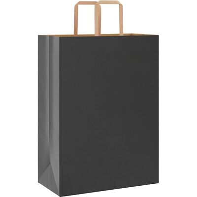 vidaXL Black Kraft Paper Bags 250 pcs - Paper Bags for Gifts & Shopping vidaXL Black Kraft Paper Bags 250 pcs - Paper Bags for Gifts & Shopping