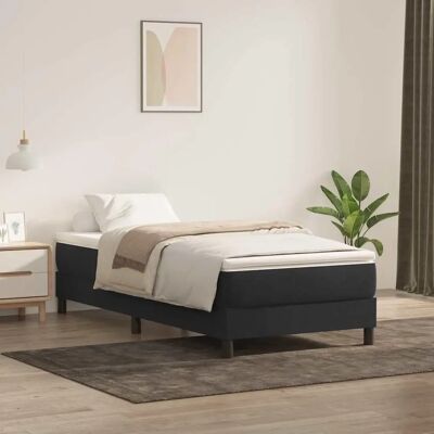 vidaXL Bett mit Samtoberfläche - 90x220 cm - Schwarz vidaXL Bett mit Samtoberfläche - 90x220 cm - Schwarz