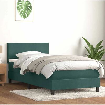 vidaXL Dunkelgrün Samt 80x220 cm Boxspringbett mit Matratze vidaXL Dunkelgrün Samt 80x220 cm Boxspringbett mit Matratze